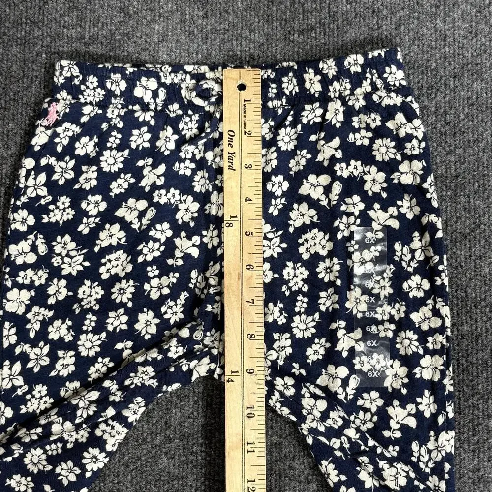 Polo Ralph Lauren Joggers Girls 6X Blue Floral Elastic French Terry